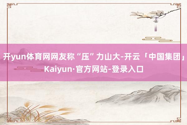 开yun体育网网友称“压”力山大-开云「中国集团」Kaiyun·官方网站-登录入口