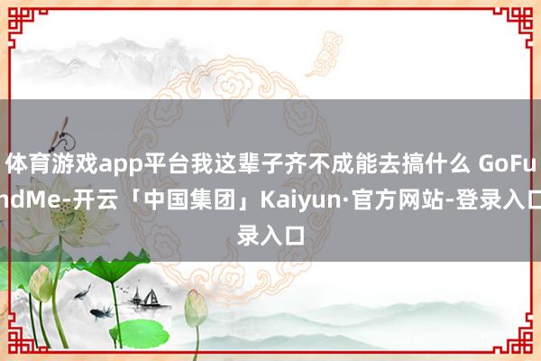 体育游戏app平台我这辈子齐不成能去搞什么 GoFundMe-开云「中国集团」Kaiyun·官方网站-登录入口