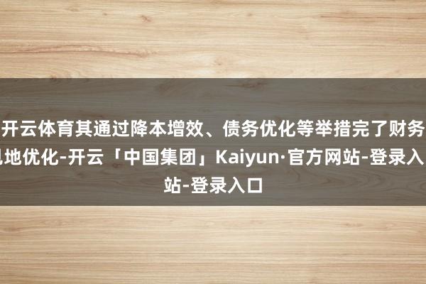 开云体育其通过降本增效、债务优化等举措完了财务见地优化-开云「中国集团」Kaiyun·官方网站-登录入口