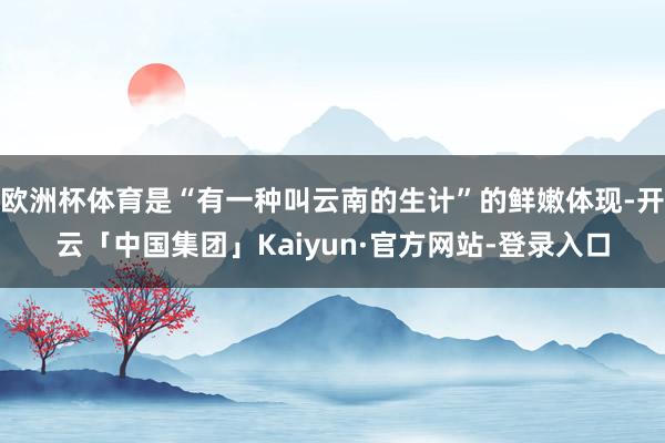 欧洲杯体育是“有一种叫云南的生计”的鲜嫩体现-开云「中国集团」Kaiyun·官方网站-登录入口