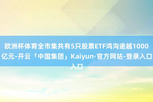 欧洲杯体育全市集共有5只股票ETF鸿沟逾越1000亿元-开云「中国集团」Kaiyun·官方网站-登录入口