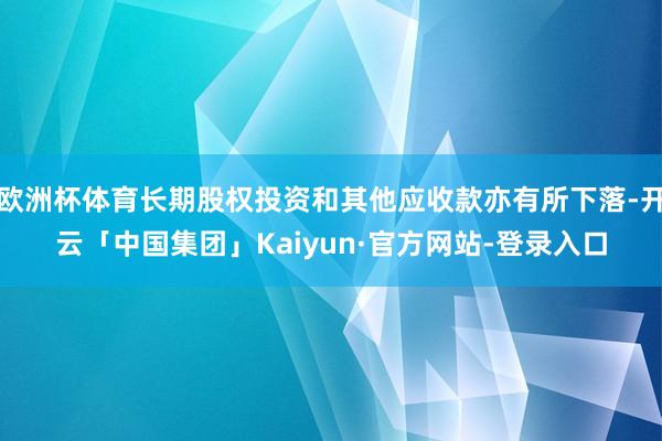 欧洲杯体育长期股权投资和其他应收款亦有所下落-开云「中国集团」Kaiyun·官方网站-登录入口